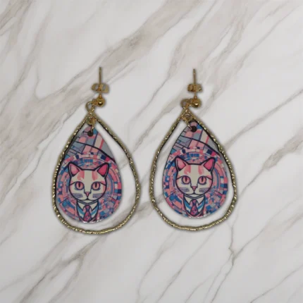 pendientes mujer Gato Klimt 01-2