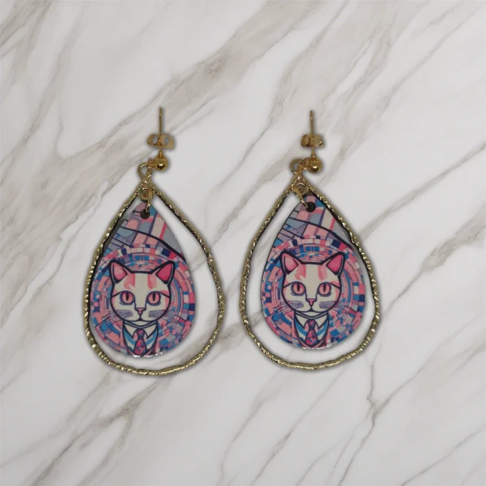 pendientes mujer Gato Klimt 01-2
