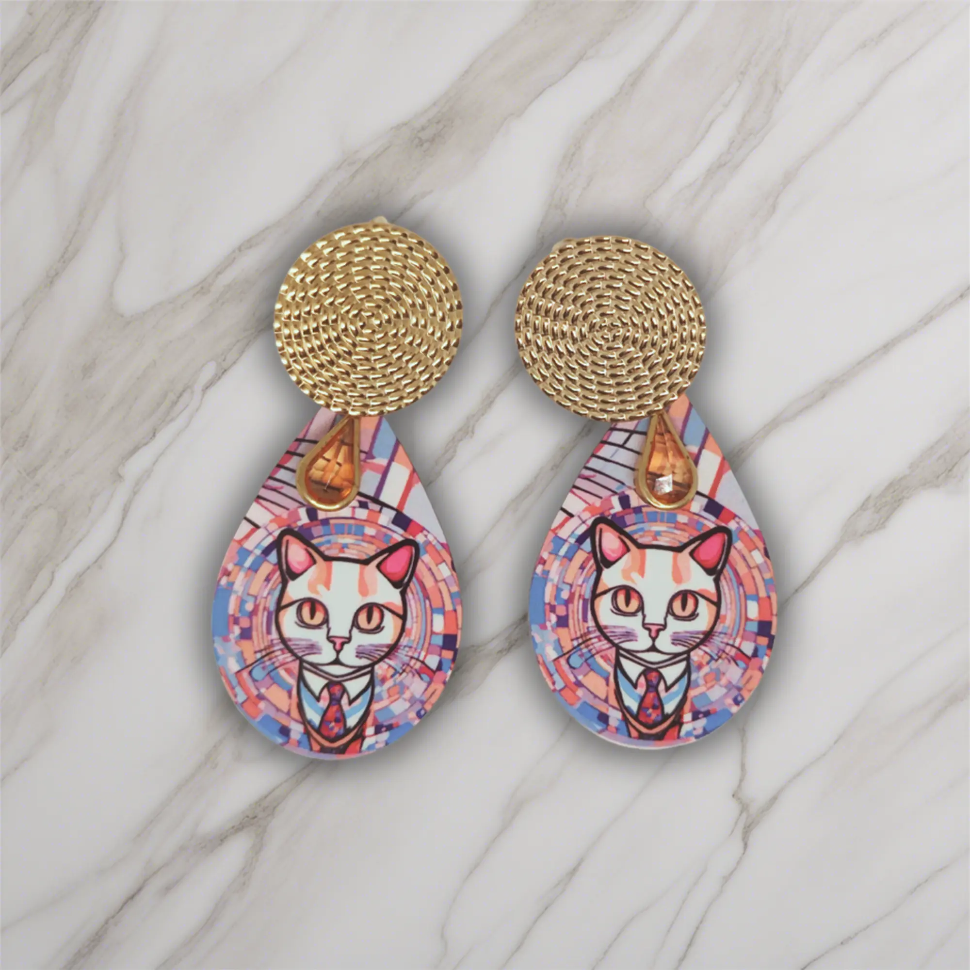 pendientes mujer Gato Klimt 01-3