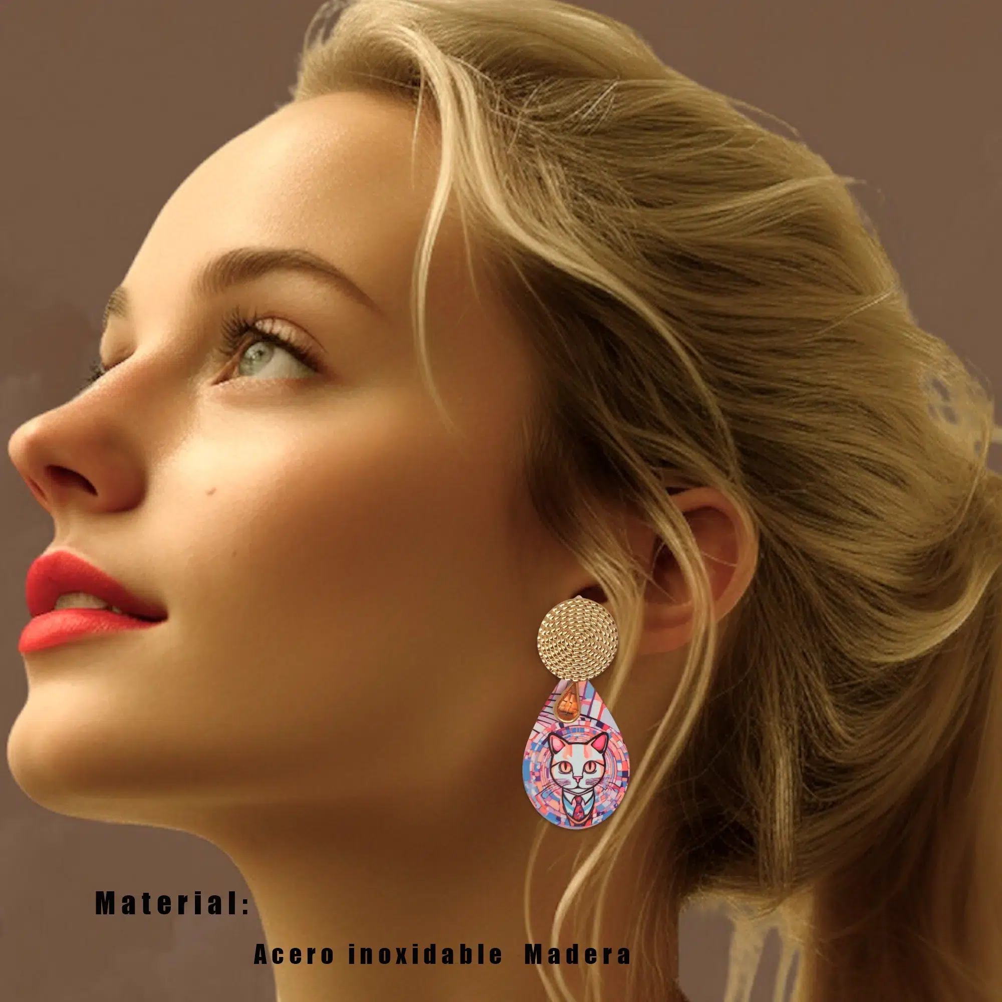 pendientes mujer Gato Klimt 01-3